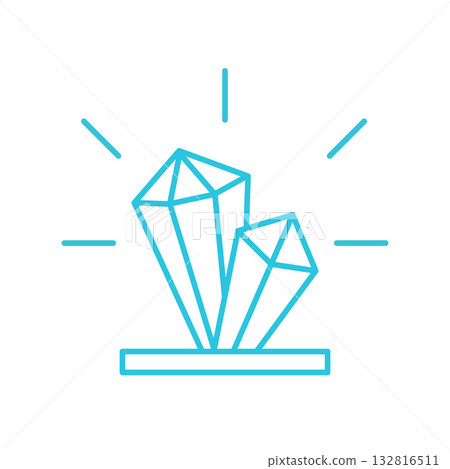 Experiment, Precious Crystal Formation, Isolated on white background. Blue icon set. 132816511