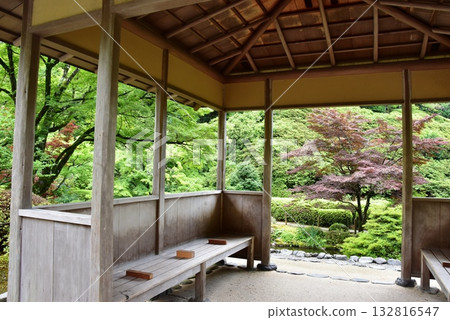 Uji City: The gazebo and fresh greenery of Mimuroto Temple Garden 132816547