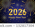 celebration happy new year 2026 with firework gold color on a blue background celebration party theme poster vector illustration 132817304