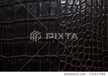 Imitation crocodile skin black and brown texture, useful as background for any design work 132817999