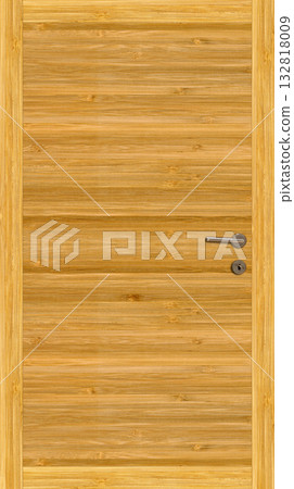 Modern brown and beige front bamboo wooden door in house or office interior Modern brown and beige front bamboo wooden door in house or office interior 132818009