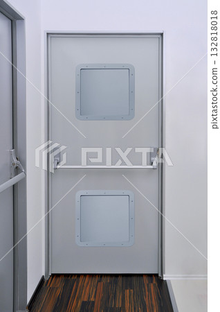 Emergency exit door. Push bar and rail for panic exit 132818018