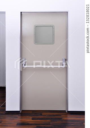 Emergency exit door. Push bar and rail for panic exit Emergency exit door. Push bar and rail for panic exit 132818021