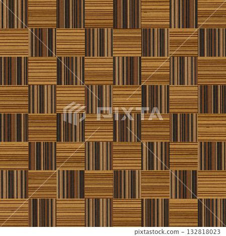 Wooden square marquetry can be patterns created from the combination of teak and wenge wood, wooden floor, parquet, cutting board, chessboard, seamless texture 132818023