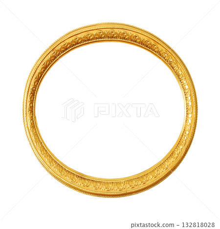 Round empty isolated transparent wooden and gold gilded ornamental frame Round empty isolated transparent wooden and gold gilded ornamental frame 132818028