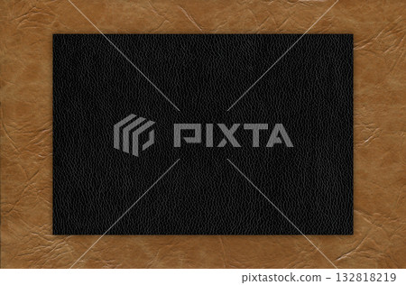 Imitation cowhide texture close up, beige and black cowhide texture can be background 132818219