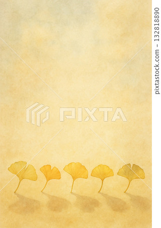Ginkgo series: Bottom composition of ginkgo trees depicting the ground and shadows 132818890