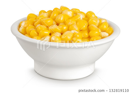 corn seeds in ceramic bowl isolated on white background with full depth of field corn seeds in ceramic bowl isolated on white background with full depth of field 132819110