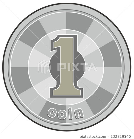 1 yen coin surface (concentrated line design) 132819540