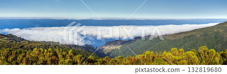 Stone hiking path in mountain landscape on Madeira island Stone hiking path in mountain landscape on Madeira island 132819680