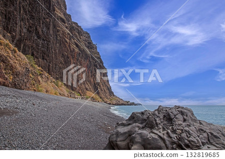 Beach at base of Cabo Girao Madeira Beach at base of Cabo Girao Madeira 132819685