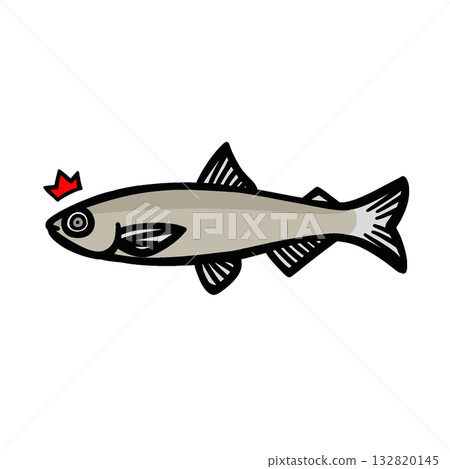 一張簡單的插圖，描繪了一隻受到驚嚇的鬍鬚。 132820145