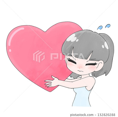 Girl 4 receiving a big heart Girl 4 receiving a big heart 132820288