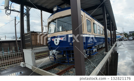 Contrast of Fukui Railway Kitafu Station: Retro station building and new low-floor train FUKURAM Contrast of Fukui Railway Kitafu Station: Retro station building and new low-floor train FUKURAM 132821176
