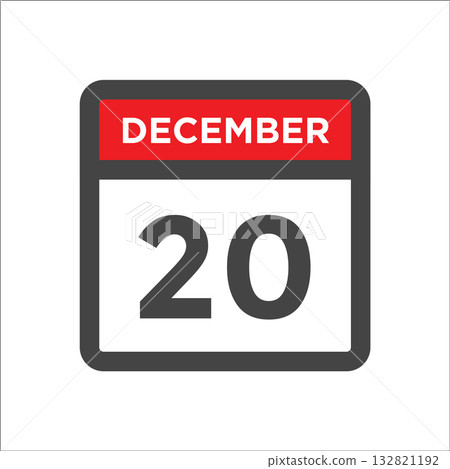 December 20 calendar icon with day of month December 20 calendar icon with day of month 132821192