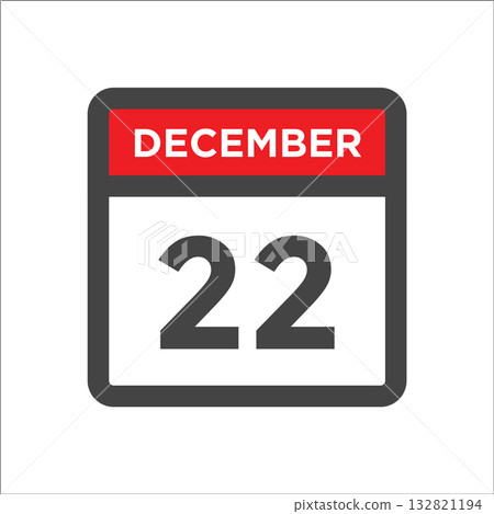 December 22 calendar icon with day of month December 22 calendar icon with day of month 132821194
