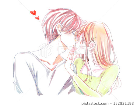 A man trying to kiss a woman who refuses A man trying to kiss a woman who refuses 132821198