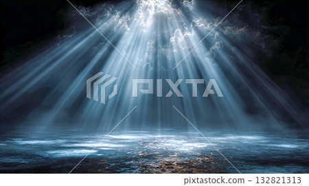 Blue-blue rays of light falling on the surface. 132821313