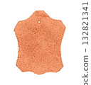 Irregular shaped brown leather swatch featuring a soft suede texture a small hole, ideal for tag and branding concepts transparent background 132821341