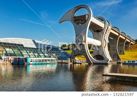 Falkirk Wheel Rotating boat lift and visitor centre in Scotland UK Falkirk Wheel Rotating boat lift and visitor centre in Scotland UK 132821597