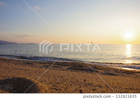 View of the sunset from Keino Matsubara in Minamiawaji City, Hyogo Prefecture 132821635