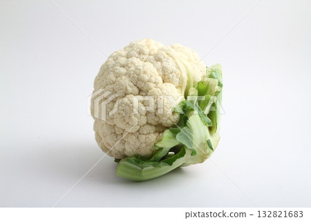 Raw cauliflower, whole vegetable. Fresh cauliflower, isolated on white background. 132821683