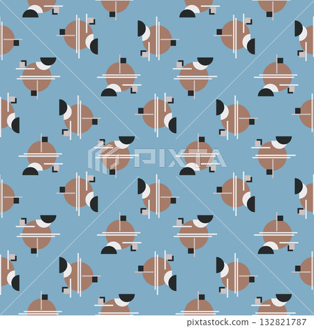 Textile motif seamless pattern. Abstract line shape geometric motif basic pattern continuous background. Man shirt all over print block.  132821787