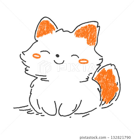 Adorable kawaii fox. Hand drawn charcoal animal sketch. Cute happy foxy, doodle vector childish design element Adorable kawaii fox. Hand drawn charcoal animal sketch. Cute happy foxy, doodle vector childish design element 132821790
