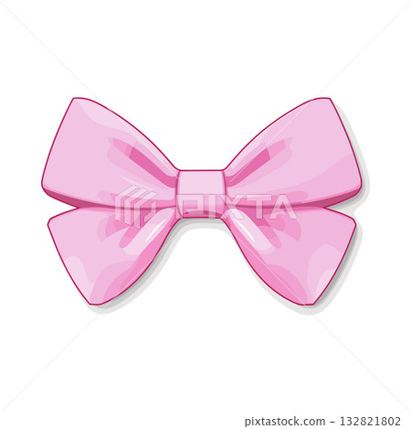 Cute pink bow isolated on background. Realistic vector design element Cute pink bow isolated on background. Realistic vector design element 132821802