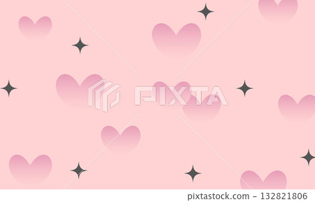 Y2k love background with pink gradient hearts and sparkles stars. Trendy romantic design in 90s style 132821806