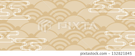 Yellow banner with Seigaiha pattern and haze Yellow banner with Seigaiha pattern and haze 132821845