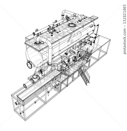 Industrial Equipment Blueprint. Vector Industrial Equipment Blueprint. Vector 132821865