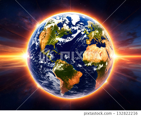 Space, the globe is glowing. 132822216