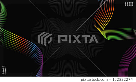 Modern Gradient Lines Waves Undulate Isolated on Black Background Seamless Dynamic Futuristic Pattern.Vector Illustration Modern Gradient Lines Waves Undulate Isolated on Black Background Seamless Dynamic Futuristic Pattern.Vector Illustration 132822274
