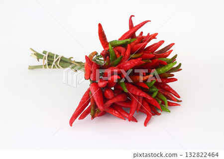 Bunch of fresh small red pepper isolated on white background 132822464