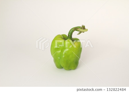 Sweet green bell pepper on white isolated background with clipping path. Green sweet bell pepper 132822484