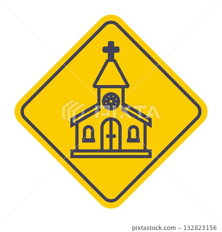 Christian church icon with a cross. Christian church icon with a cross. 132823156