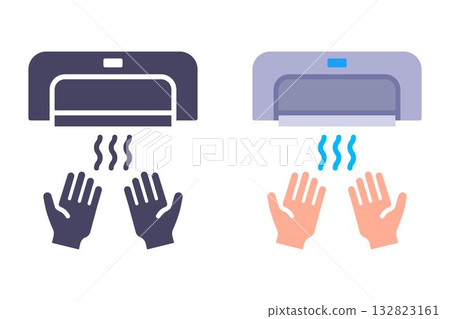 Black hand dryer icon in the toilet. 132823161