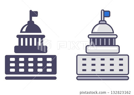 Black parliament icon. Government building. Black parliament icon. Government building. 132823162