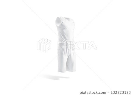 Blank white basketball uniform mock up, transparent background, png, 3d rendering. Empty professional costume for gym or sporty training mockup, cut out.  132823183