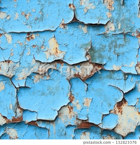 seamless metal texture with peeling blue paint and deep scratches 132823376