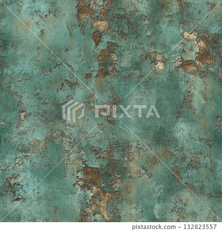 Photo of a seamless oxidized bronze texture, greenish patina, rough surface 132823557