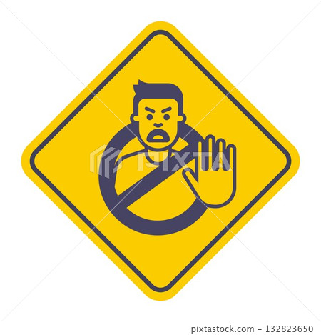 Man showing stop sign. Man showing stop sign. 132823650