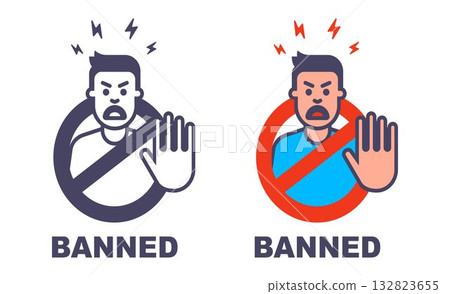 Man showing stop sign. Man showing stop sign. 132823655