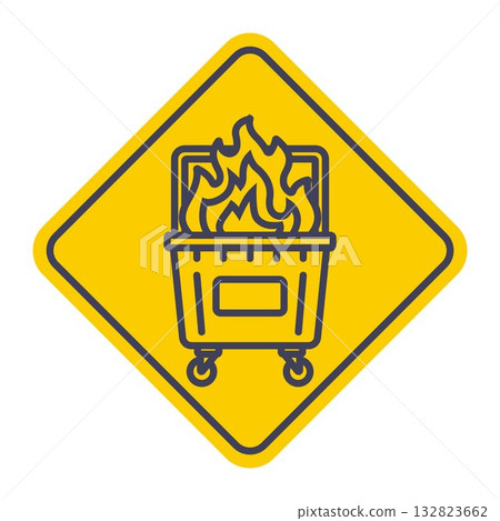 burning waste bin. flat vector illustration. burning waste bin. flat vector illustration. 132823662