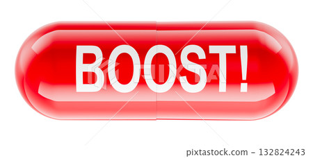 Boost, red capsule. 3D rendering Boost, red capsule. 3D rendering 132824243