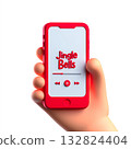 3d cartoon hand holding smartphone displaying festive christmas music player app with holiday-themed interface, perfect for streaming season concepts 132824404