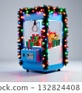 Festive holiday claw machine filled with colorful christmas gifts and toys, fun 3d concept for seasonal games, shopping, winning the perfect present 132824408