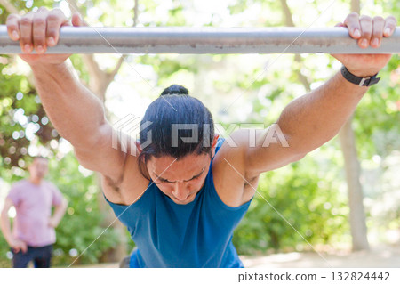 Middle age Venezuelan Latin Man training in outdoor park Middle age Venezuelan Latin Man training in outdoor park 132824442