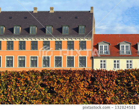 Autumn view from Kings Garden with colorful houses, Copenhagen 132824581